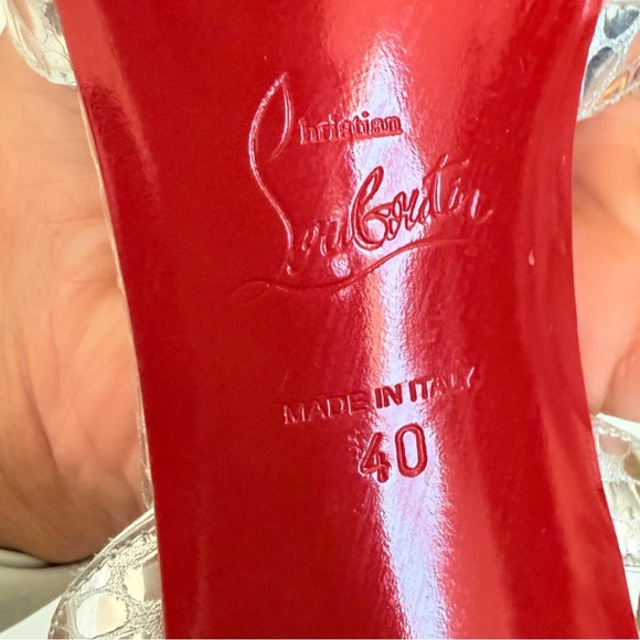 Christian Louboutin Metallic Silver Leather croc Tangueva 100 mm sandals EU 40 - Picture 11 of 14